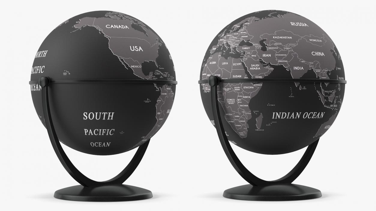 World Globes with Stand Collection 3D model