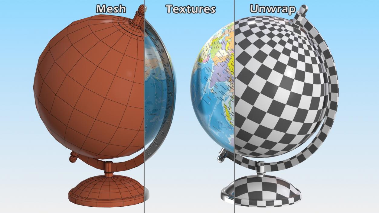 World Globes with Stand Collection 3D model