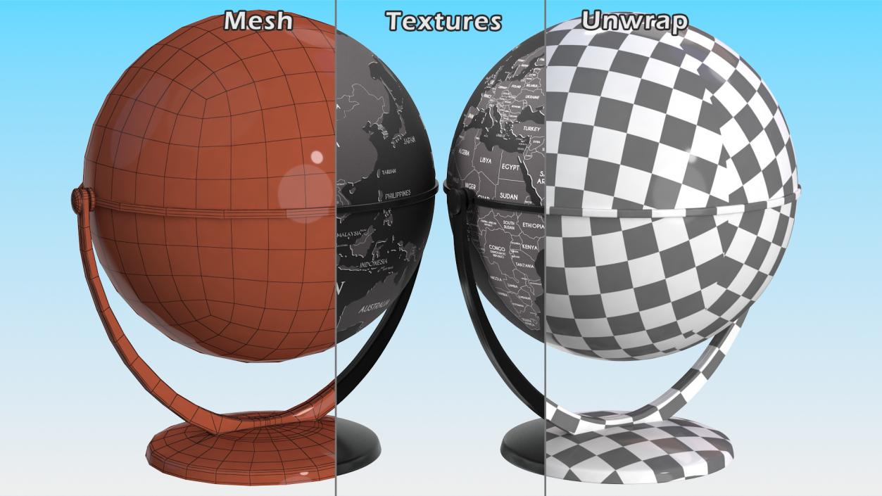 World Globes with Stand Collection 3D model