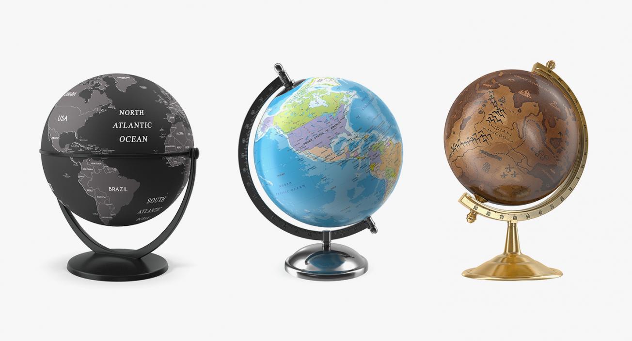 World Globes with Stand Collection 3D model