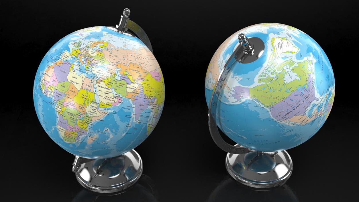 World Globes with Stand Collection 3D model