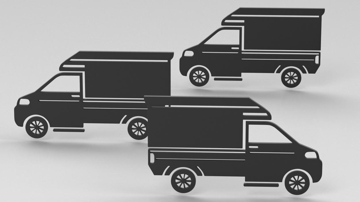 3D Mini Truck Silhouette 2 model