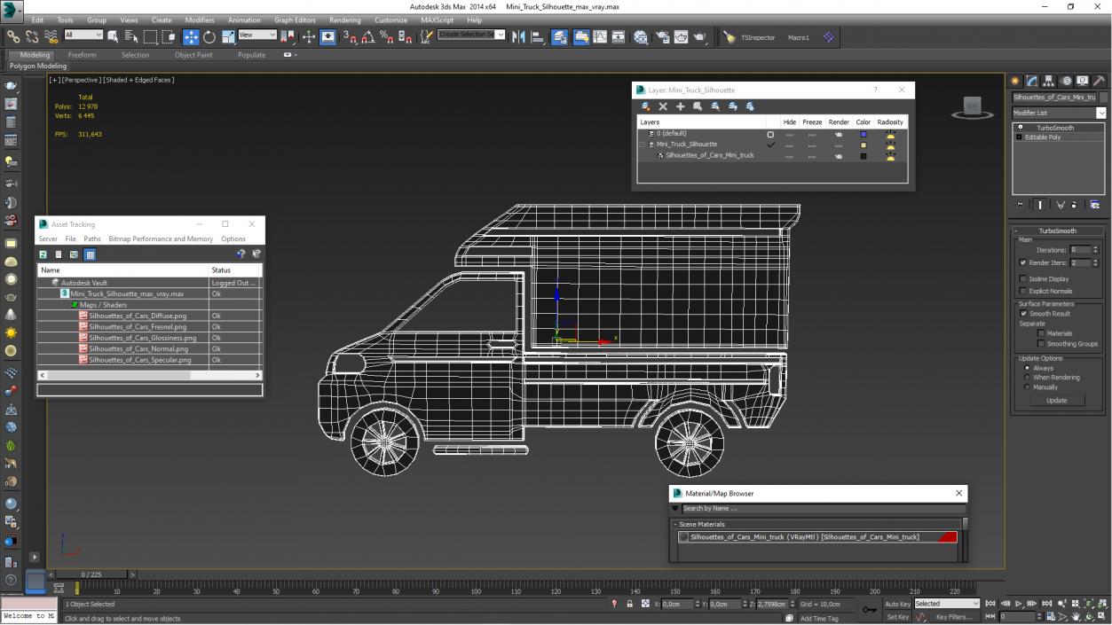 3D Mini Truck Silhouette 2 model