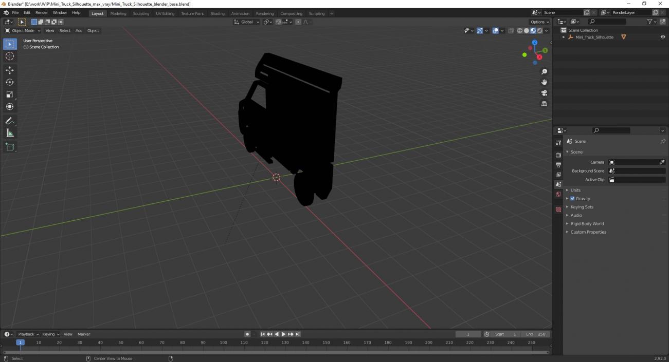 3D Mini Truck Silhouette 2 model