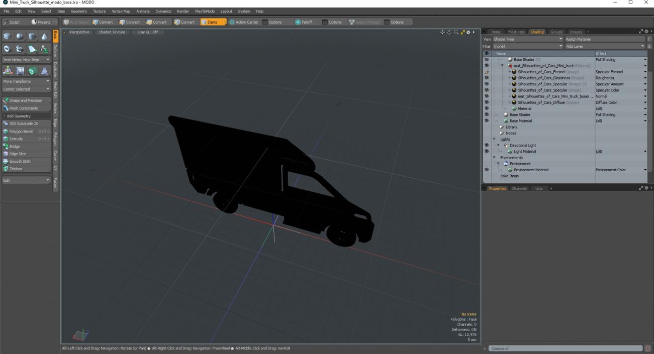 3D Mini Truck Silhouette 2 model