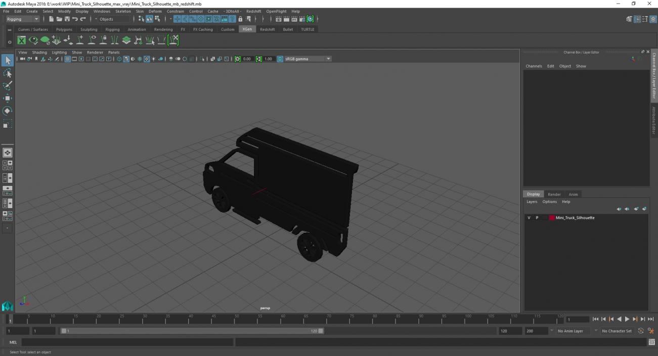 3D Mini Truck Silhouette 2 model