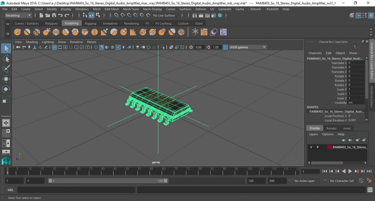 PAM8403 So 16 Stereo Digital Audio Amplifier 3D model