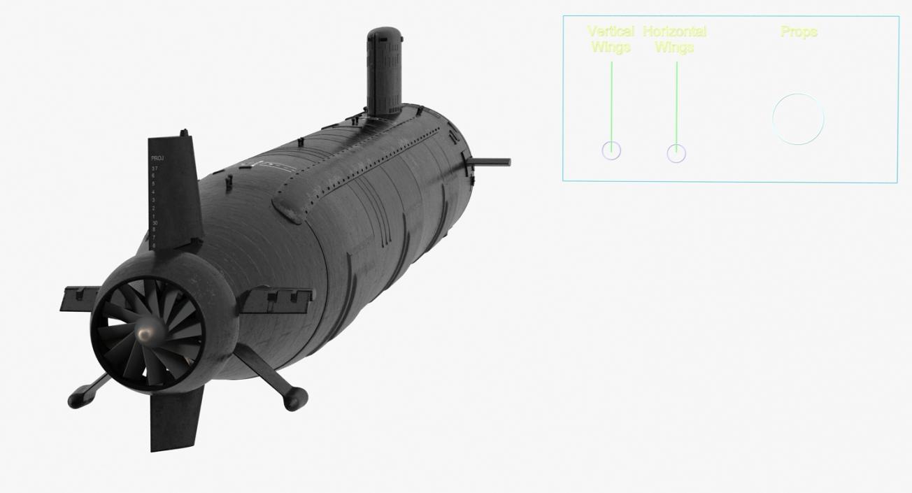 Virginia class Submarine SSN 774 Rigged 3D model