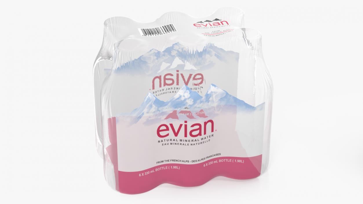 Evian Mineral Water 330ml 6 Bottle Pack 3D model