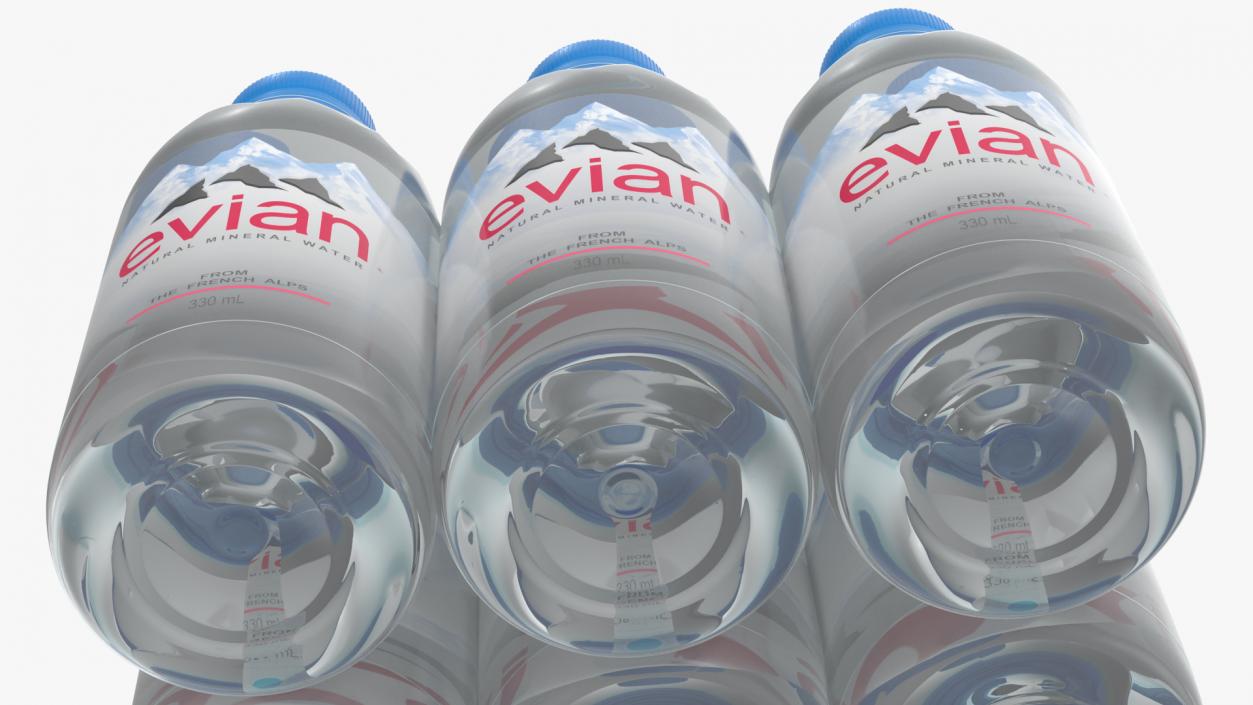 Evian Mineral Water 330ml 6 Bottle Pack 3D model