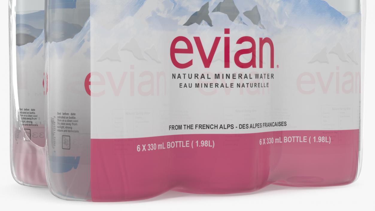 Evian Mineral Water 330ml 6 Bottle Pack 3D model