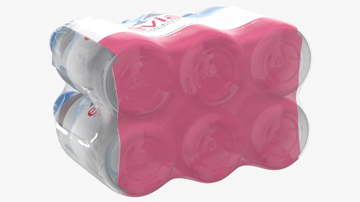 Evian Mineral Water 330ml 6 Bottle Pack 3D model