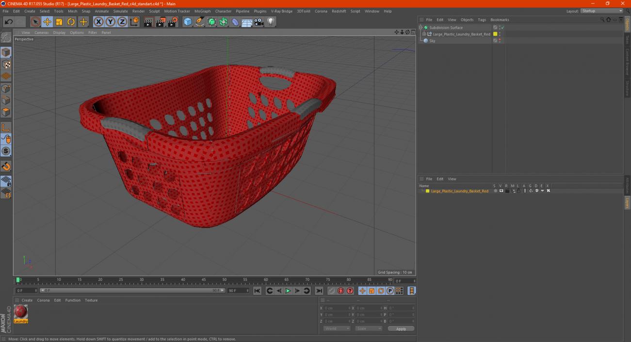 Large Plastic Laundry Basket Red 3D