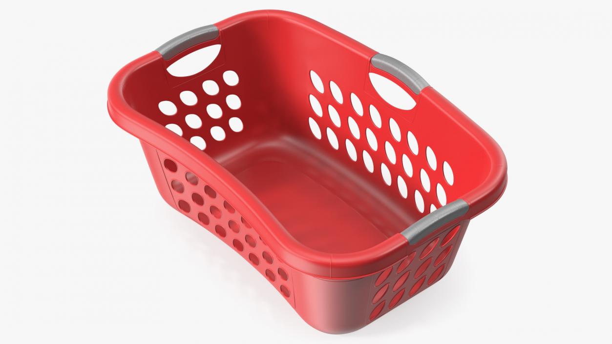 Large Plastic Laundry Basket Red 3D