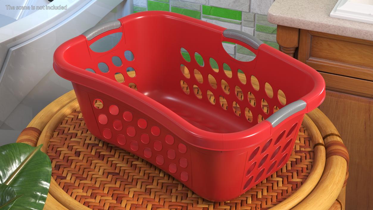 Large Plastic Laundry Basket Red 3D