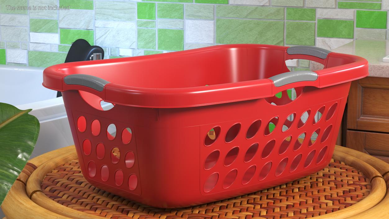 Large Plastic Laundry Basket Red 3D