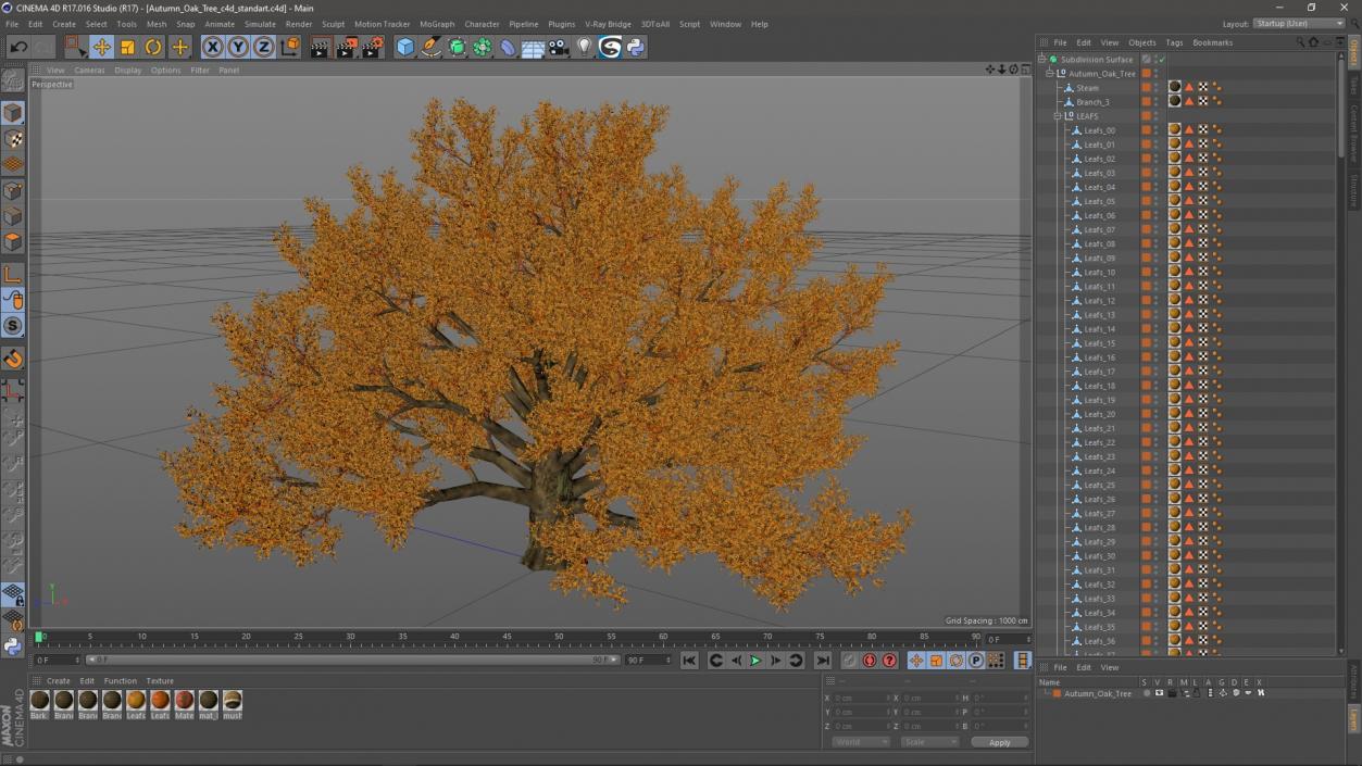 Autumn Oak Tree 3 3D