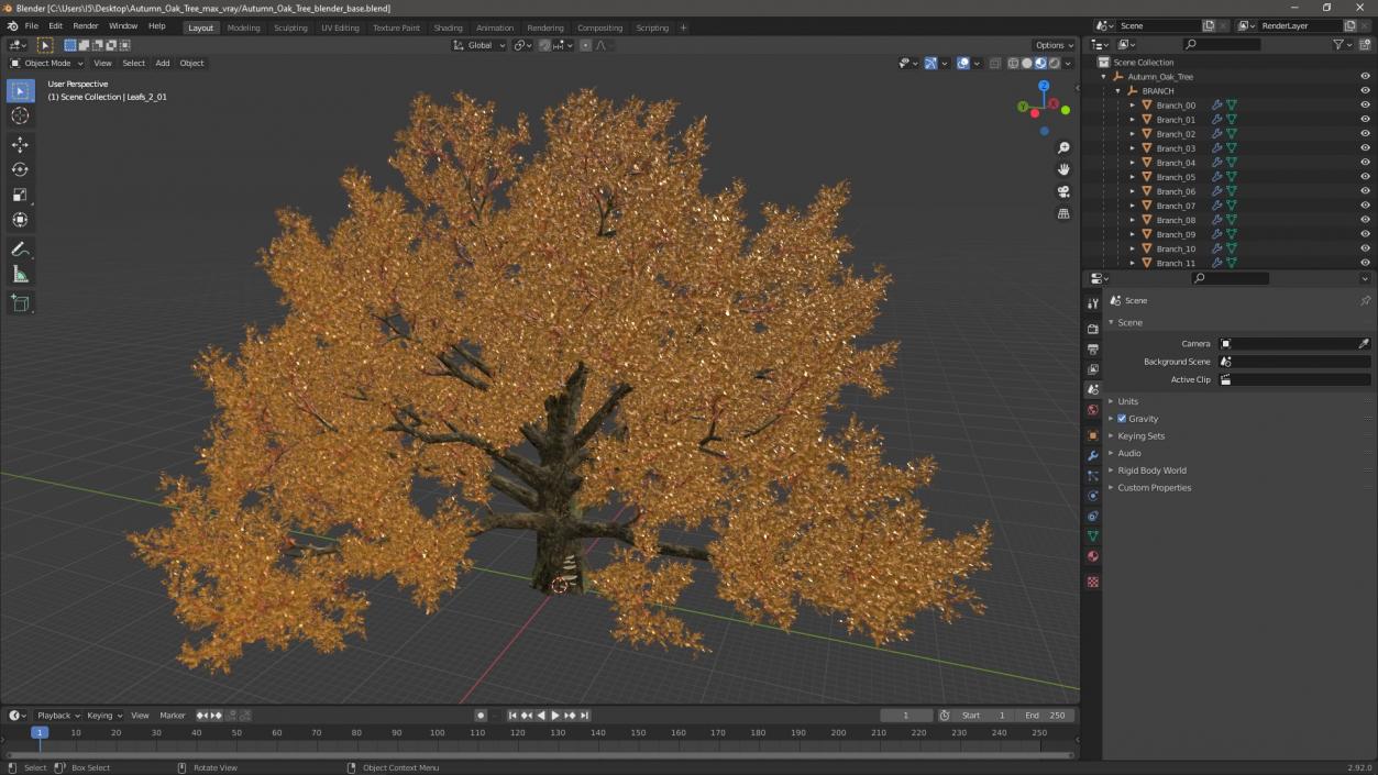 Autumn Oak Tree 3 3D