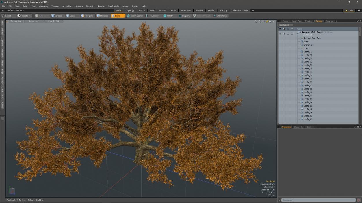 Autumn Oak Tree 3 3D