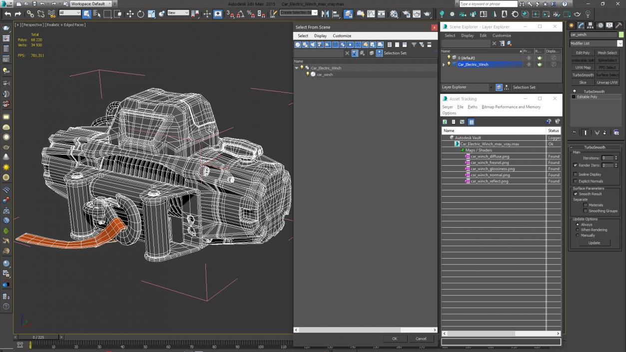 3D Car Electric Winch model