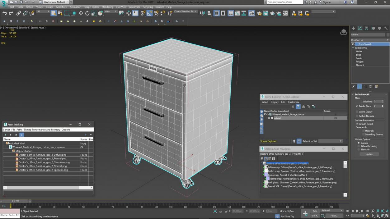 3D model Wheeled Medical Storage Locker