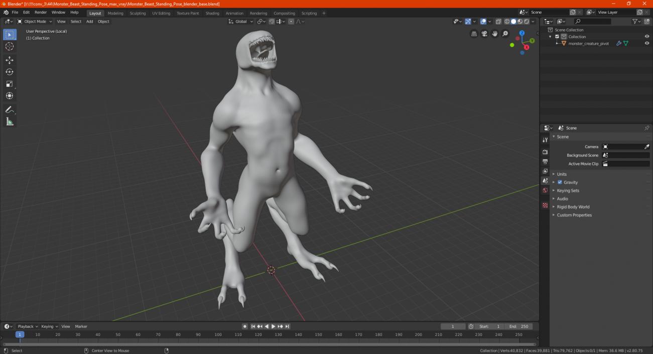 Monster Beast Standing Pose 3D