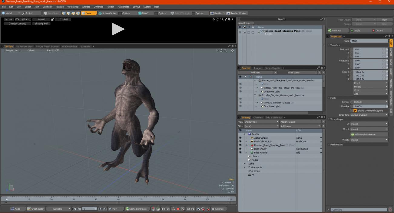 Monster Beast Standing Pose 3D