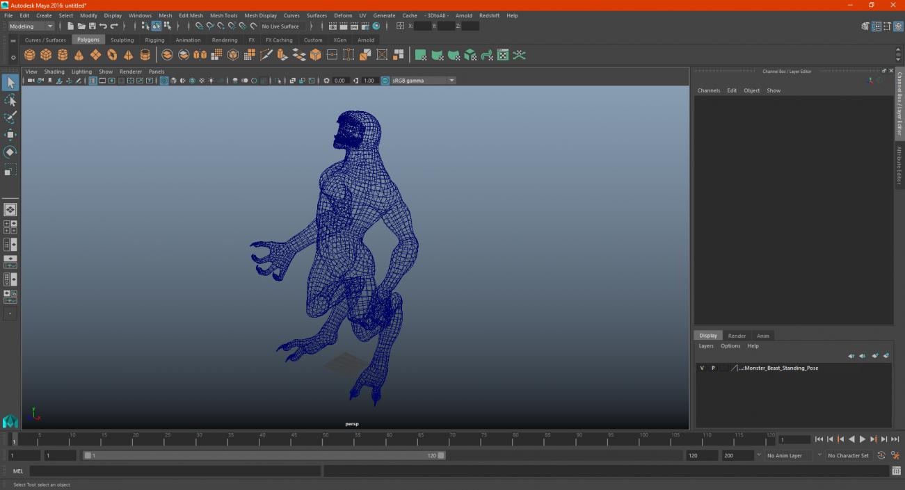 Monster Beast Standing Pose 3D