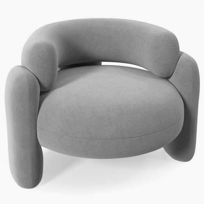 Modern Velvet Grey Armchair 3D