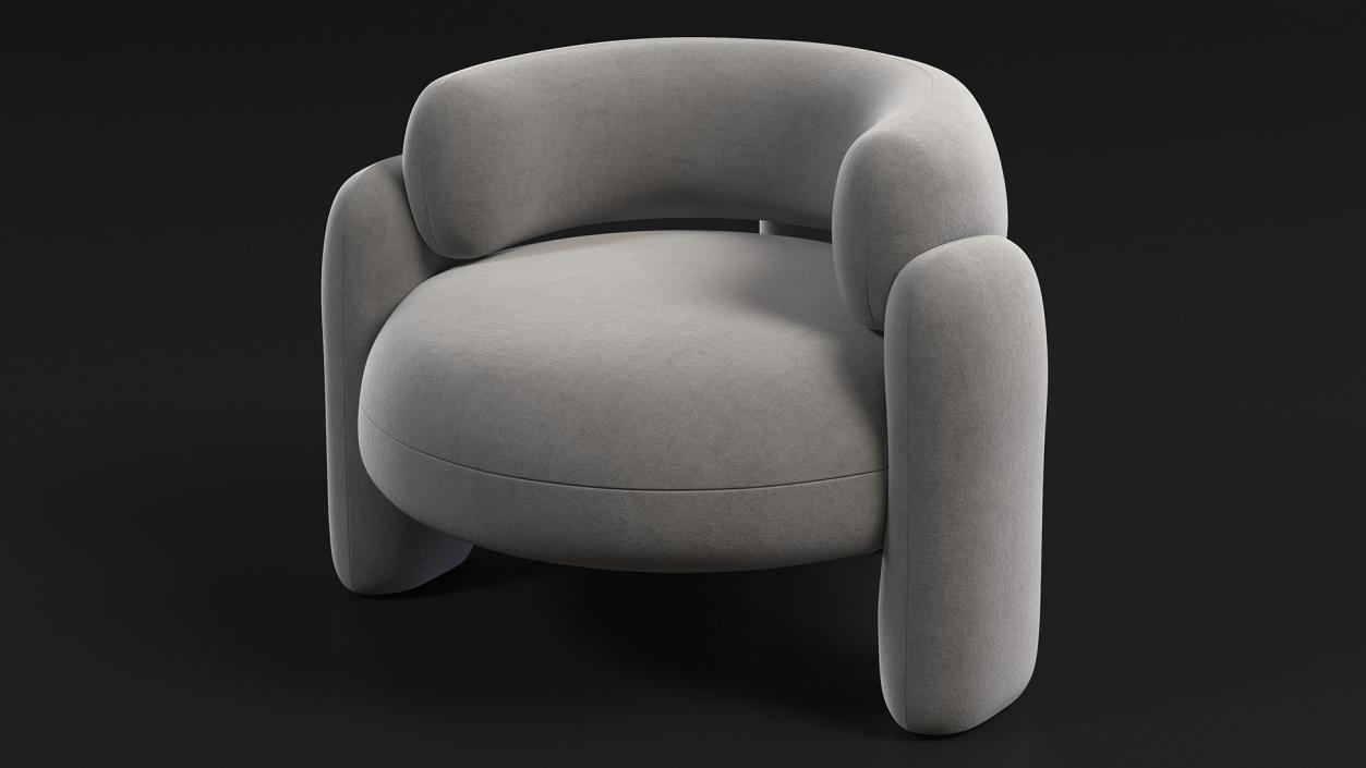 Modern Velvet Grey Armchair 3D