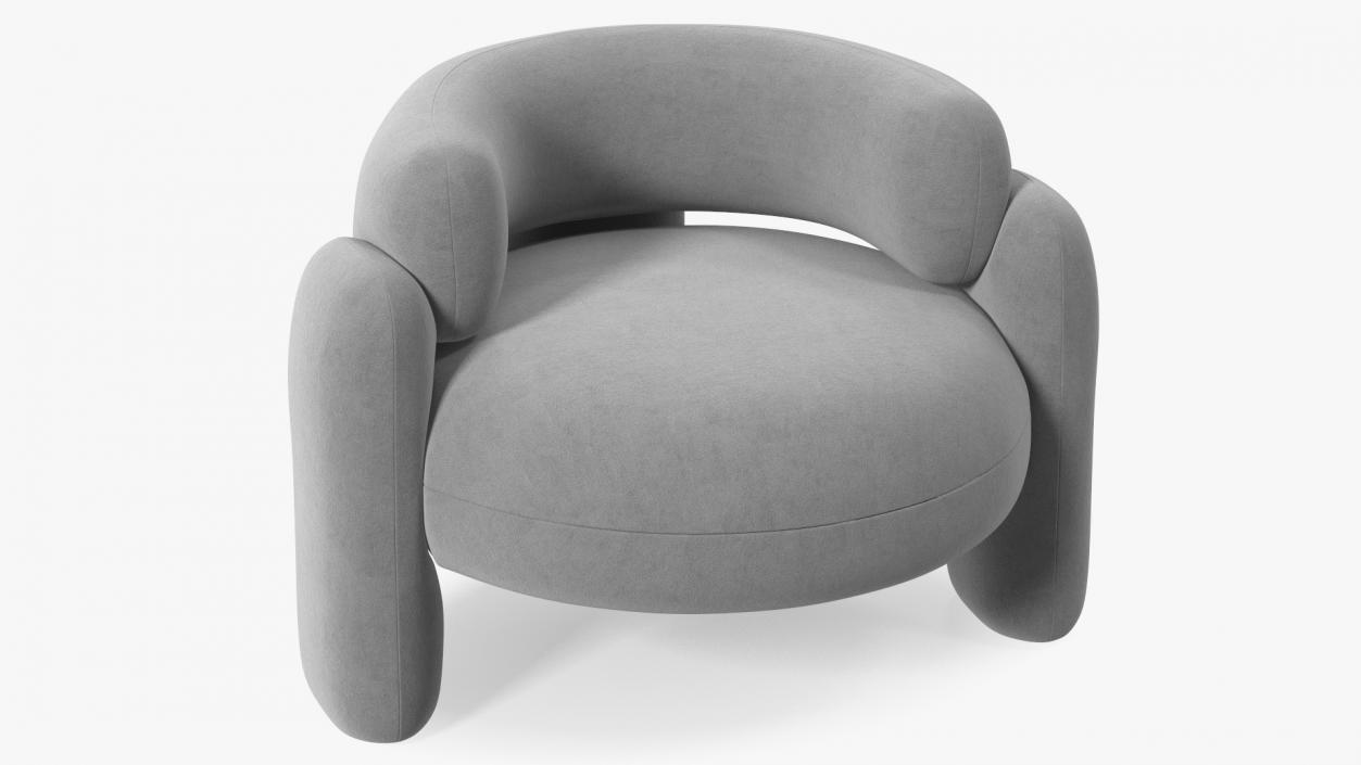 Modern Velvet Grey Armchair 3D