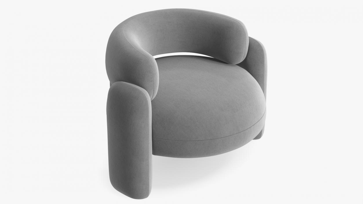 Modern Velvet Grey Armchair 3D