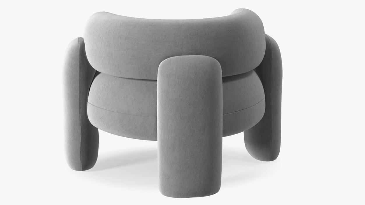 Modern Velvet Grey Armchair 3D