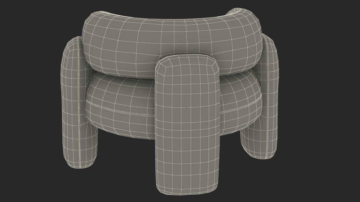 Modern Velvet Grey Armchair 3D