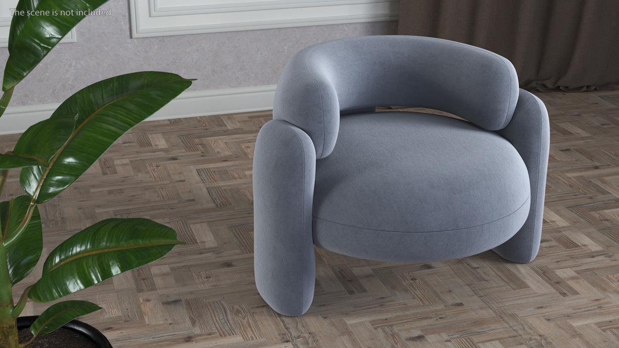 Modern Velvet Grey Armchair 3D