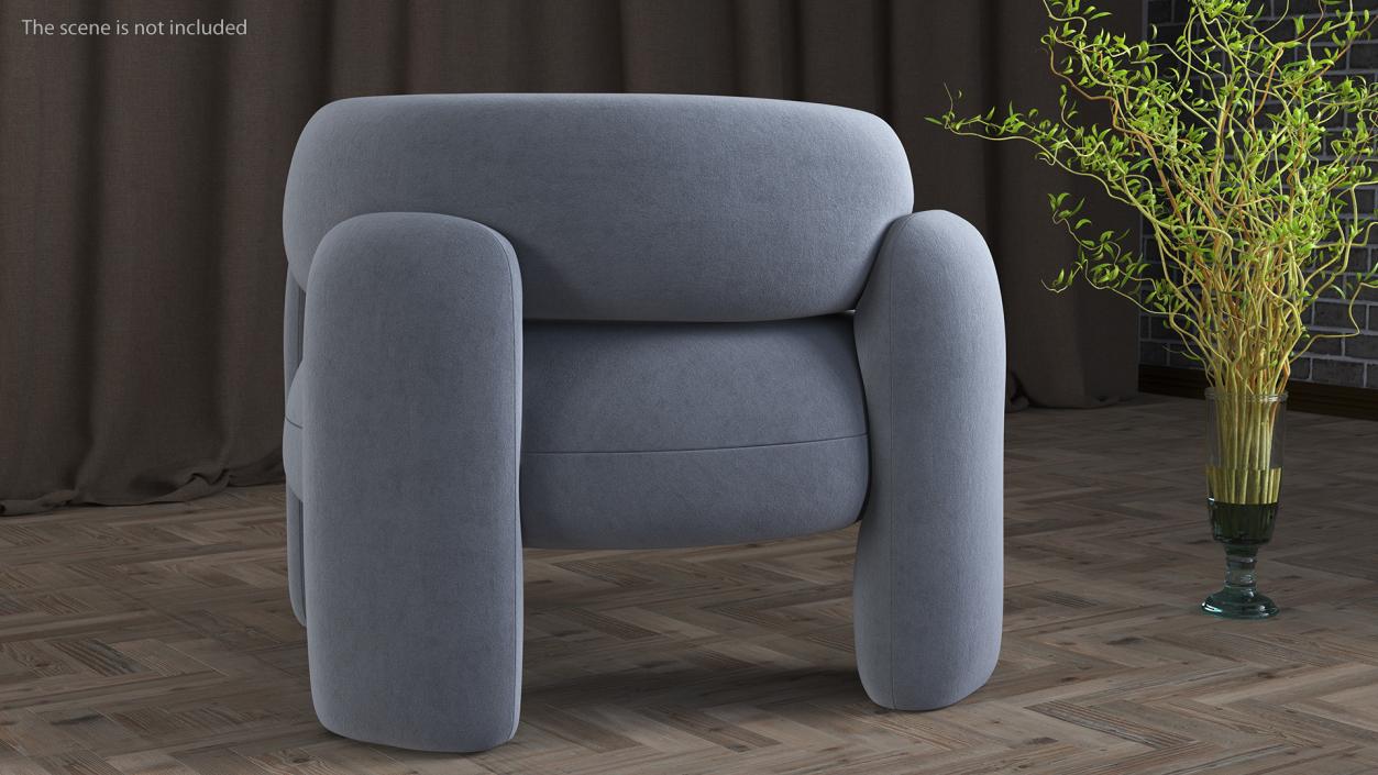 Modern Velvet Grey Armchair 3D