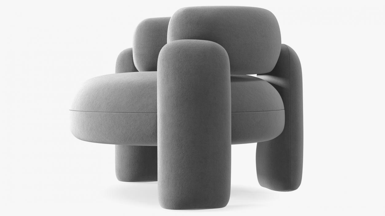 Modern Velvet Grey Armchair 3D