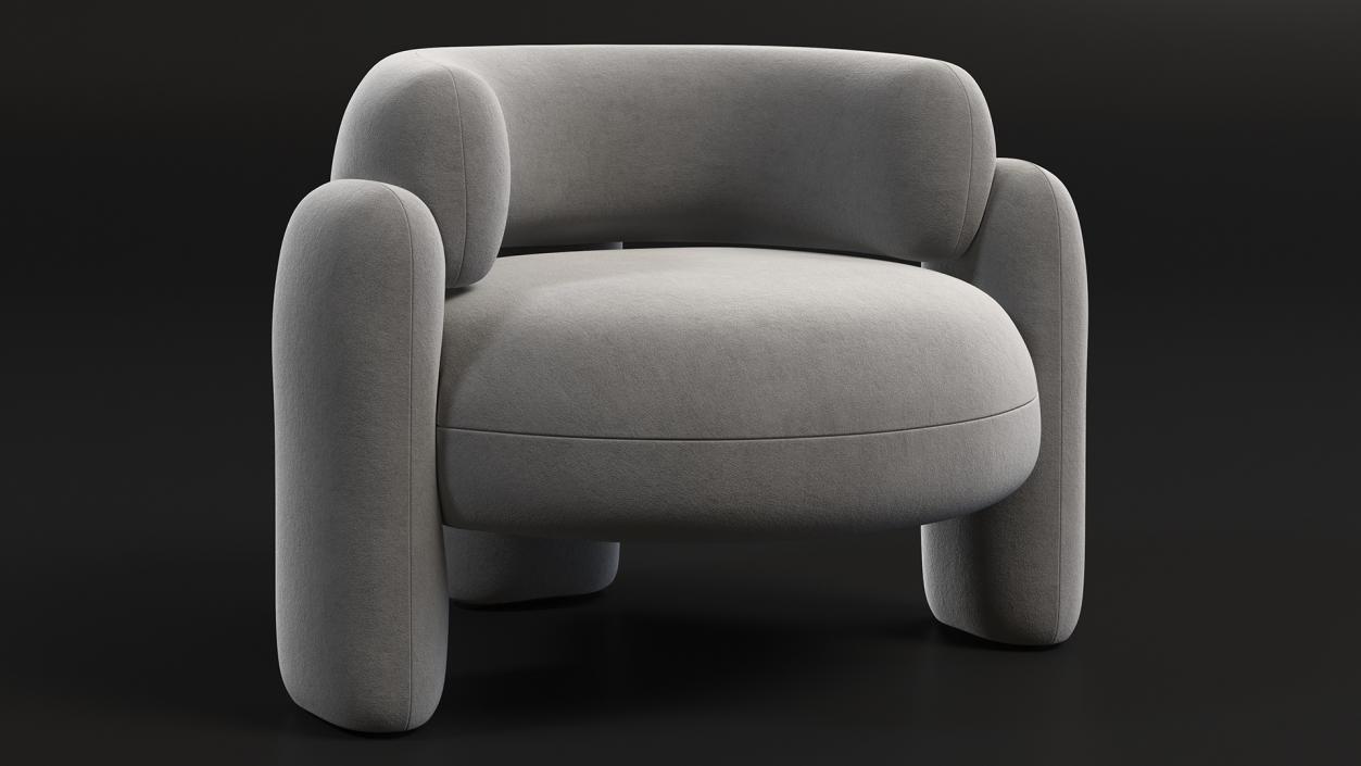 Modern Velvet Grey Armchair 3D