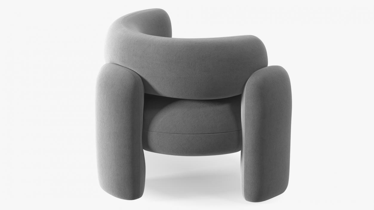 Modern Velvet Grey Armchair 3D