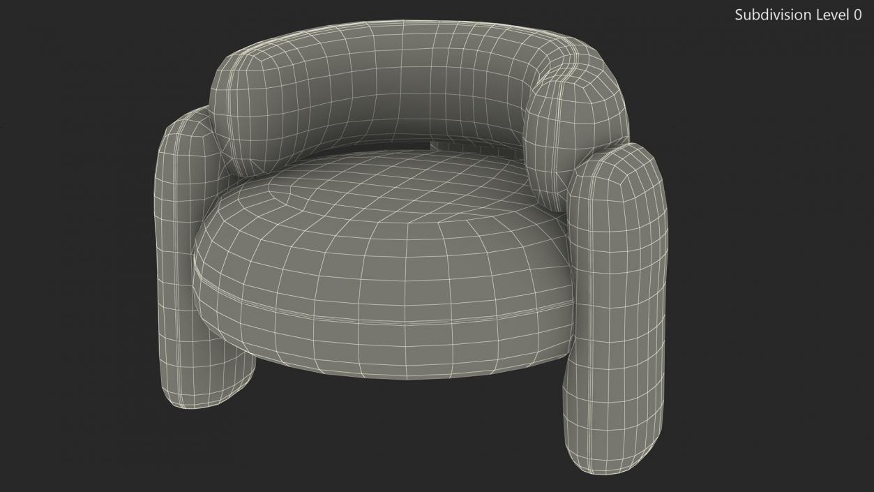 Modern Velvet Grey Armchair 3D