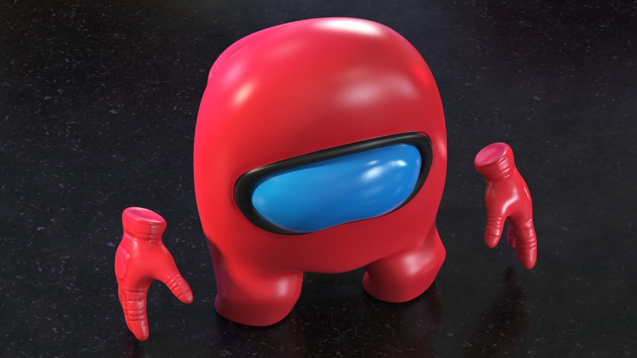 3D Among Us Red Character Sad