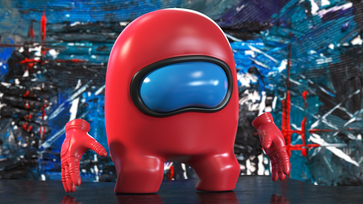 3D Among Us Red Character Sad