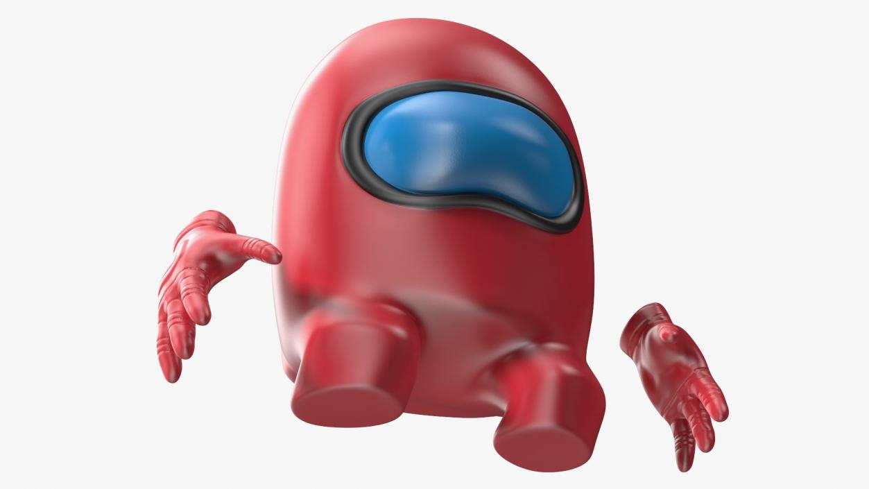 3D Among Us Red Character Sad