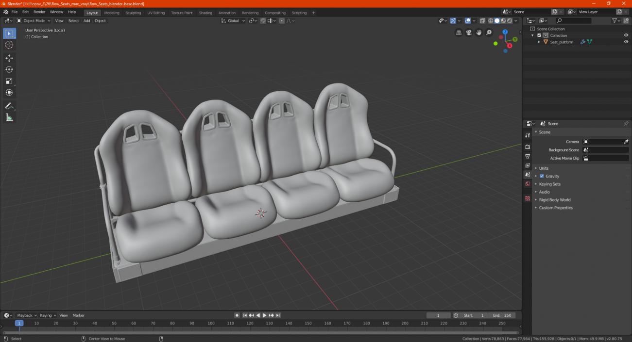 Row Seats 3D model