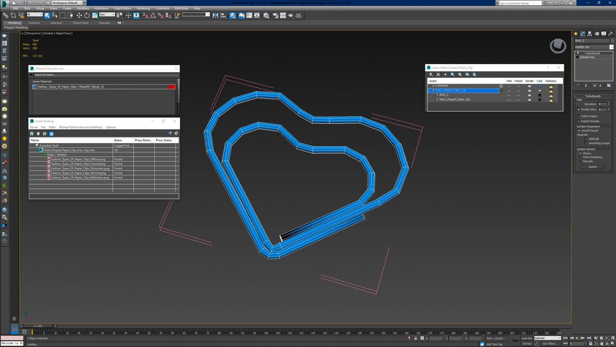 3D Heart Shaped Paper Clip model