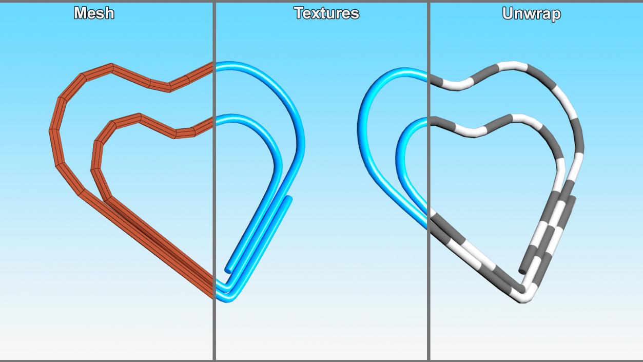 3D Heart Shaped Paper Clip model