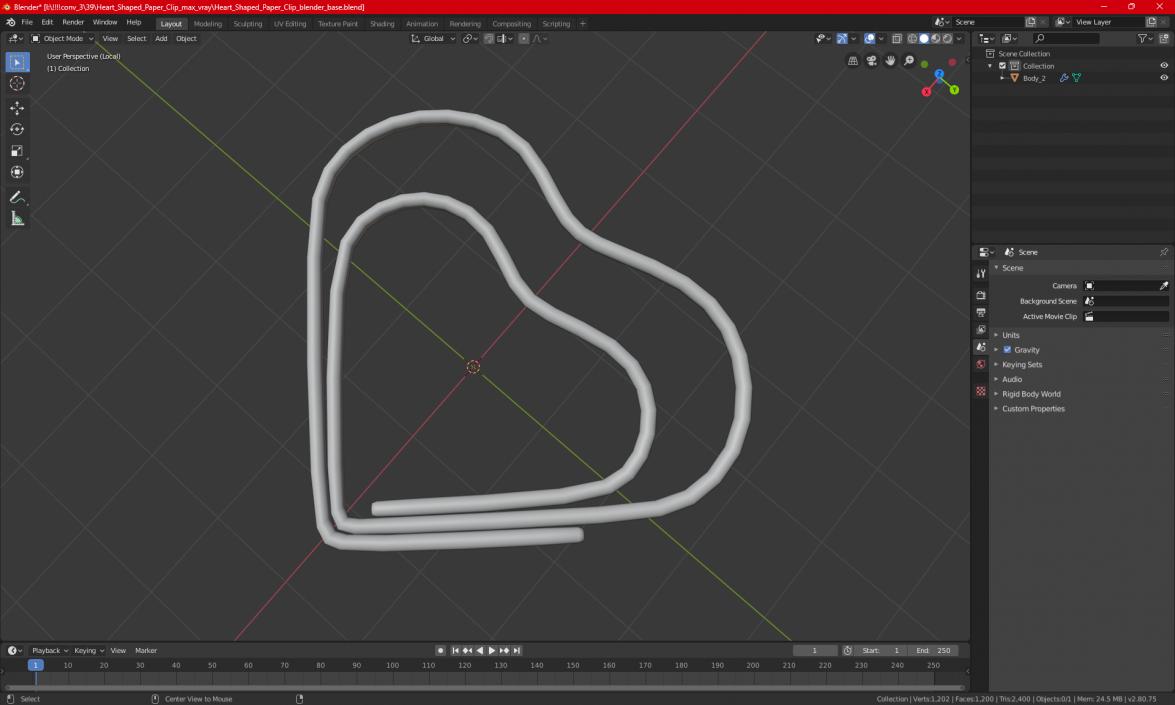 3D Heart Shaped Paper Clip model