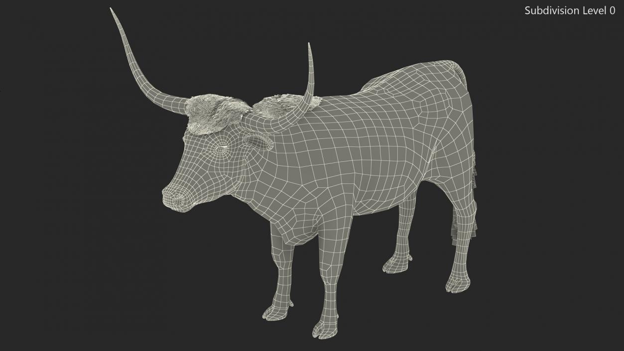 3D Texas Longhorn Mottled Brown model