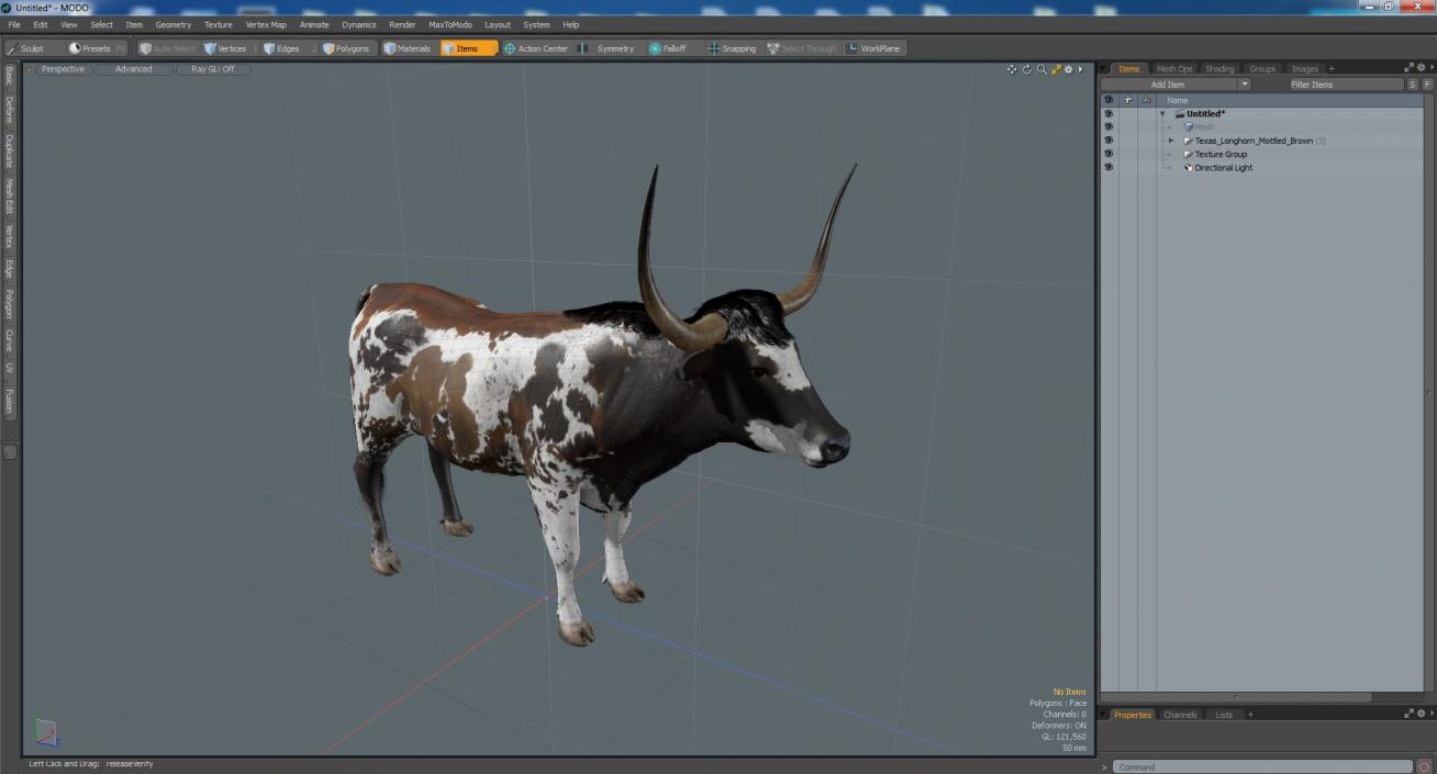 3D Texas Longhorn Mottled Brown model