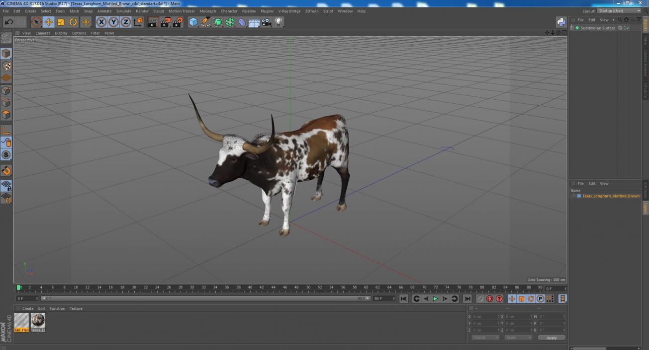 3D Texas Longhorn Mottled Brown model